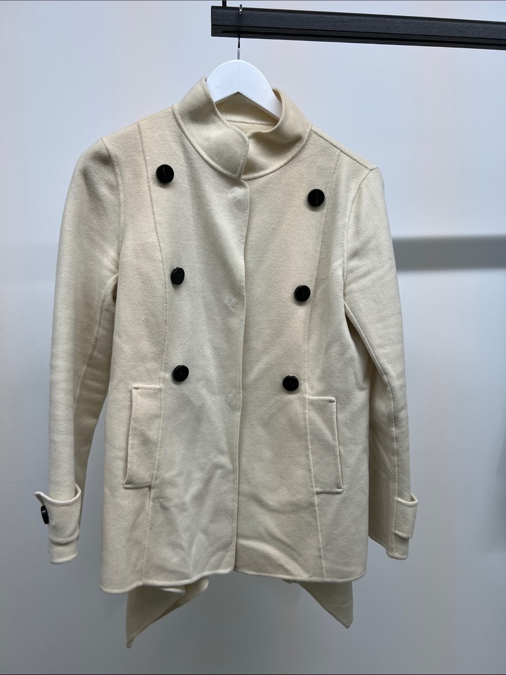 Carolina Herrera Cream Double-Breasted Pea Coat